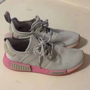 Adidas Light Gray and Pink Athletic Shoes